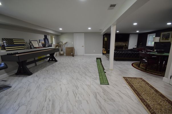 Billiard Table, Game Room, Interior, Living room, Marble, Recessed Lighting
