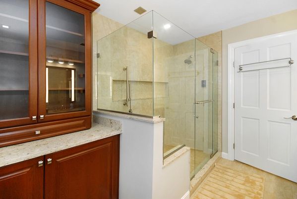 Bathroom, Glass Shower, Interior, Recessed Lighting