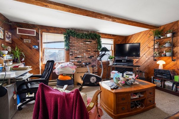Fitness Equipment, Home Office, Interior, Stone Walls, Wooden Beams, Wooden Walls