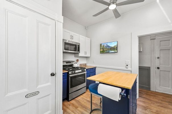 Interior, Kitchen, Stainless Steel Appliances, Wood Texture Flooring