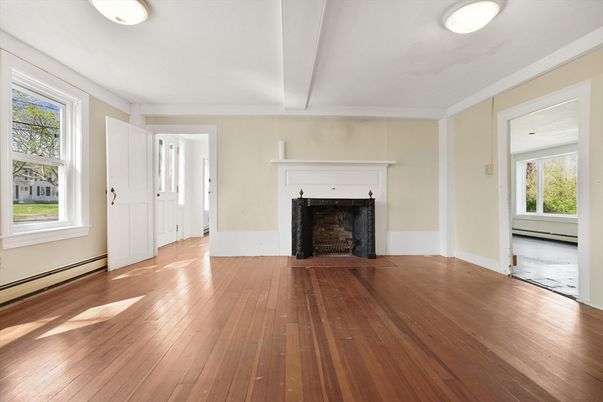 Empty room, Fireplace, Interior, Wood Texture Flooring