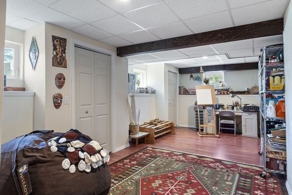 Home Office, Interior, Recessed Lighting, Wood Texture Flooring