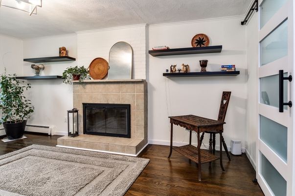 Fireplace, Interior, Wood Texture Flooring