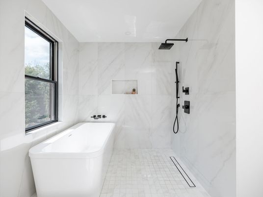 Bathroom, Free Standing Baths, Interior, Marble Walls