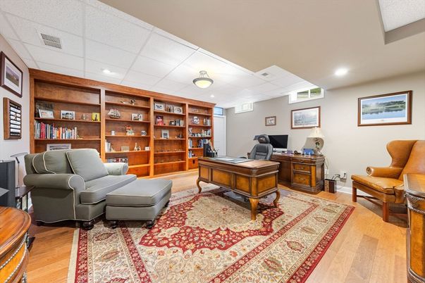 Home Office, Interior, Recessed Lighting, Wood Texture Flooring