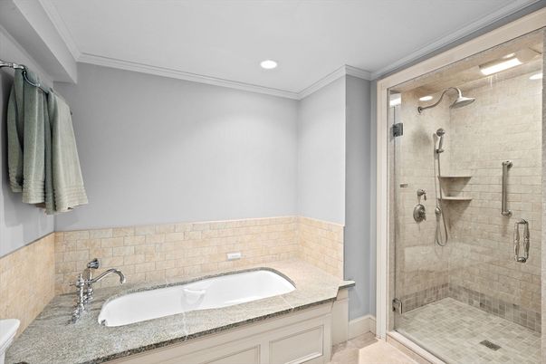Bathroom, Glass Shower, Interior, Recessed Lighting