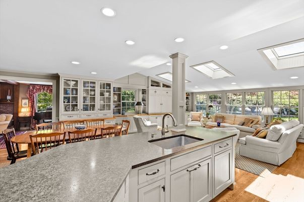 Dining room, Interior, Kitchen, Living room, Recessed Lighting, Wood Texture Flooring