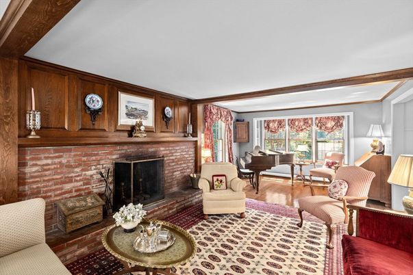Fireplace, Interior, Living room, Piano, Wood Texture Flooring, Wooden Walls