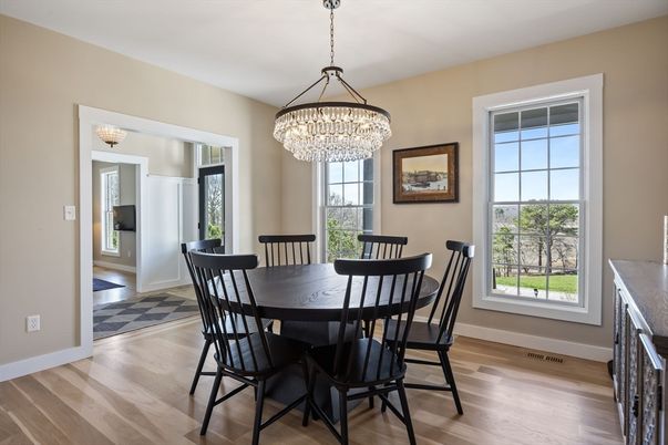 Chandelier, Dining room, Interior, Wood Texture Flooring