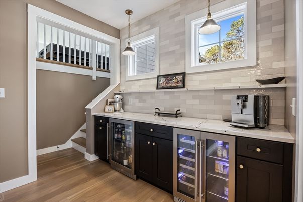 Interior, Kitchen, Pendant Lights, Wood Texture Flooring