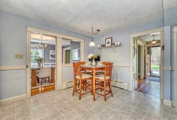 Chandelier, Dining room, Interior, Pendant Lights, Wood Texture Flooring
