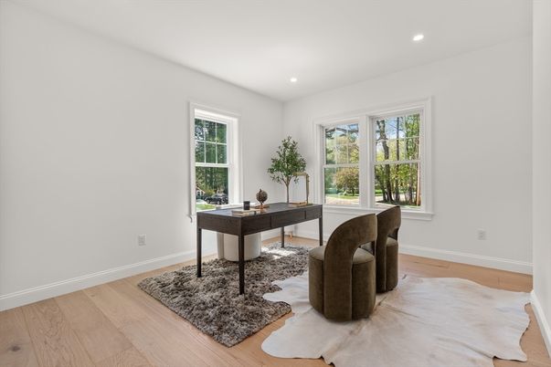 Home Office, Interior, Recessed Lighting, Wood Texture Flooring