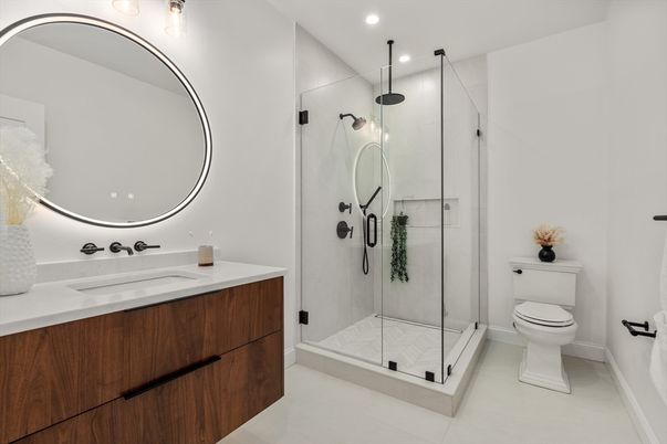 Bathroom, Glass Shower, Interior, Recessed Lighting