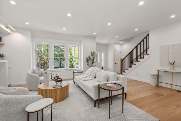 Interior, Living room, Recessed Lighting, Wood Texture Flooring