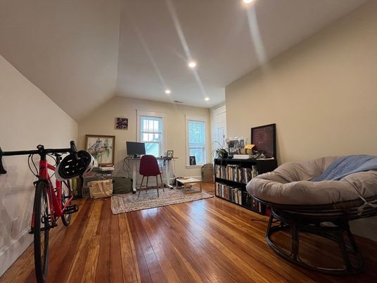 Fitness Equipment, Home Office, Interior, Recessed Lighting, Wood Texture Flooring