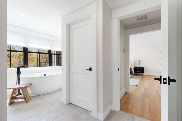 Bathroom, Free Standing Baths, Interior, Wood Texture Flooring