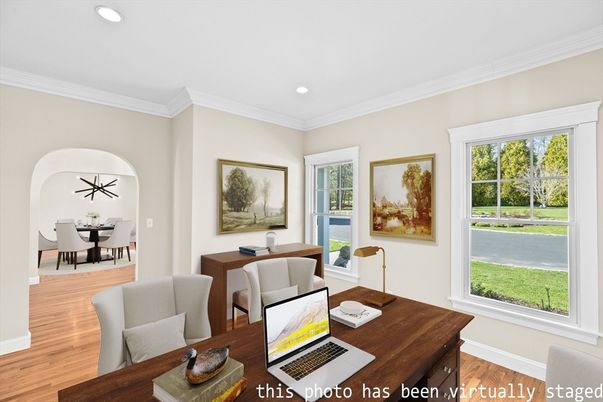 Home Office, Interior, Recessed Lighting, Wood Texture Flooring