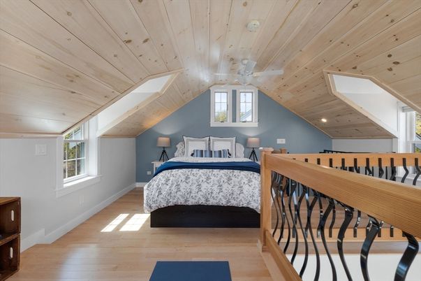 Bedroom, Interior, Recessed Lighting, Wooden Ceilings, Wood Texture Flooring
