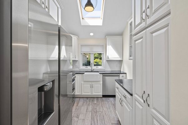 Interior, Kitchen, Stainless Steel Appliances, Wood Texture Flooring