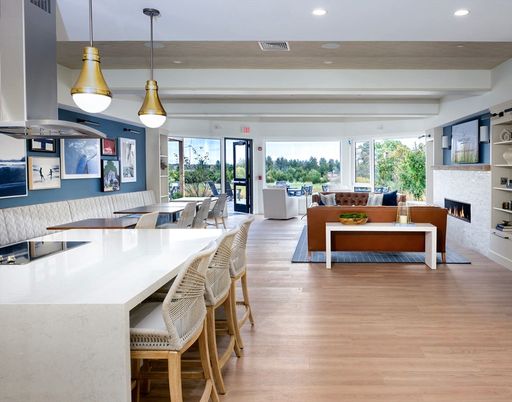 Dining room, Fireplace, Interior, Kitchen, Living room, Pendant Lights, Recessed Lighting, Wood Texture Flooring