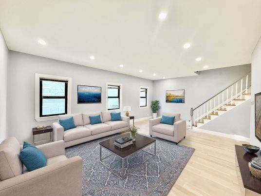 Interior, Living room, Recessed Lighting, Wood Texture Flooring