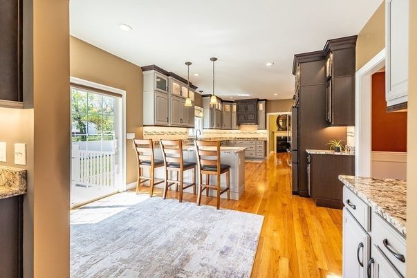 Interior, Kitchen, Pendant Lights, Recessed Lighting, Wood Texture Flooring