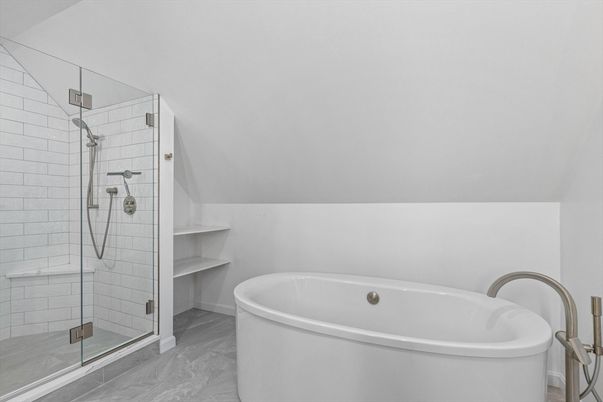 Bathroom, Free Standing Baths, Glass Shower, Interior, Marble