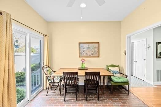 Dining room, Interior, Recessed Lighting, Wood Texture Flooring