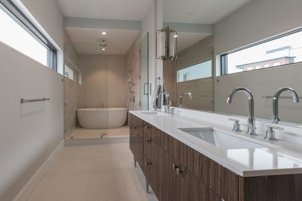 Bathroom, Dual Sink Vanities, Free Standing Baths, Interior, Recessed Lighting