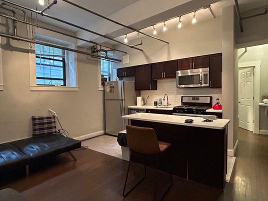 Interior, Kitchen, Stainless Steel Appliances, Wood Texture Flooring
