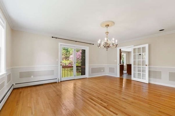 Chandelier, Empty room, Interior, Wood Texture Flooring