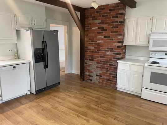 Interior, Kitchen, Stone Walls, Wood Texture Flooring