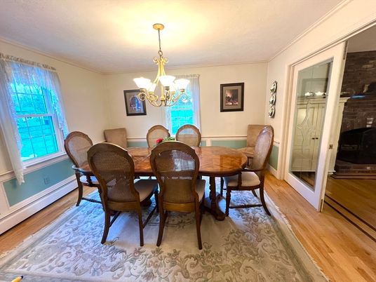 Chandelier, Dining room, Interior, Wood Texture Flooring