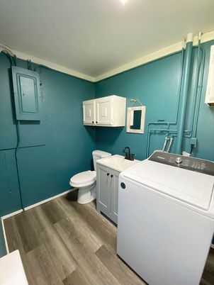 Interior, Washer, Wood Texture Flooring