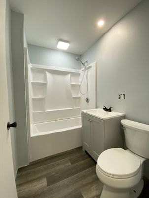 Bathroom, Interior, Recessed Lighting, Wood Texture Flooring