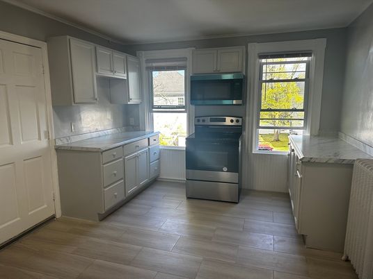 Interior, Kitchen, Stainless Steel Appliances, Wood Texture Flooring