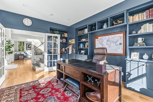 Home Office, Interior, Recessed Lighting, Wood Texture Flooring