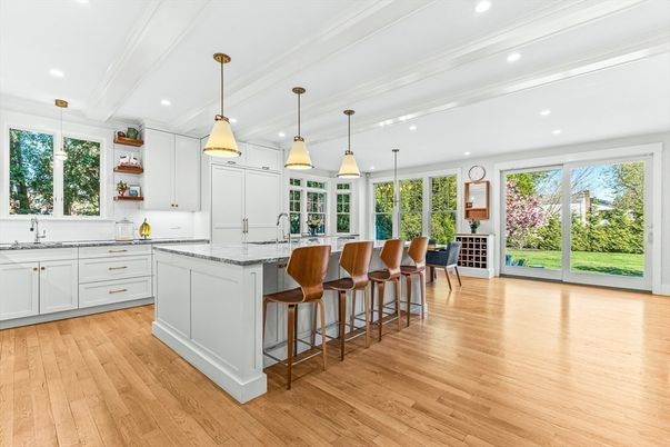 Interior, Kitchen, Pendant Lights, Recessed Lighting, Wood Texture Flooring