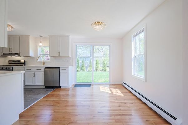 Interior, Kitchen, Pendant Lights, Stainless Steel Appliances, Wood Texture Flooring