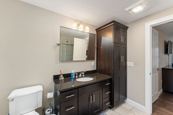 Bathroom, Dual Sink Vanities, Interior, Wood Texture Flooring