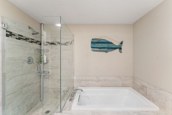 Bathroom, Glass Shower, Interior, Marble Walls