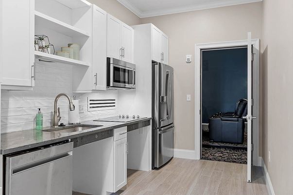 Interior, Kitchen, Stainless Steel Appliances, Wood Texture Flooring