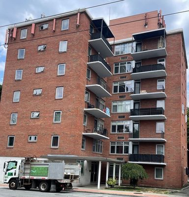 Exterior, Facade, Brick Facade, Condo Building