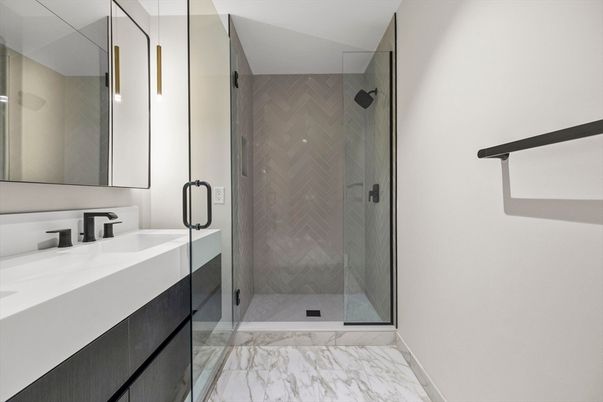 Bathroom, Glass Shower, Interior, Marble