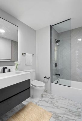 Bathroom, Glass Shower, Interior, Marble, Recessed Lighting