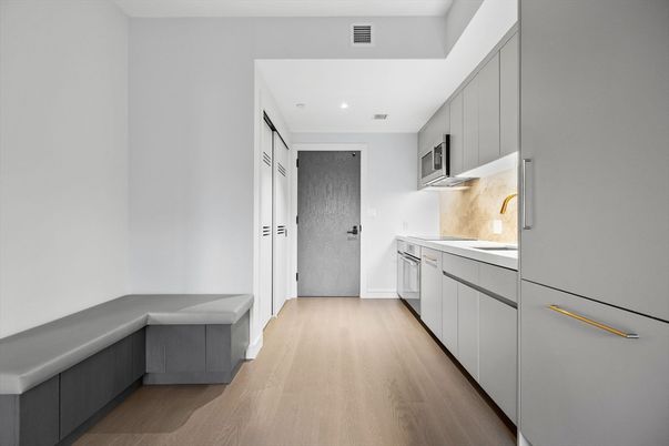Interior, Kitchen, Recessed Lighting, Wood Texture Flooring
