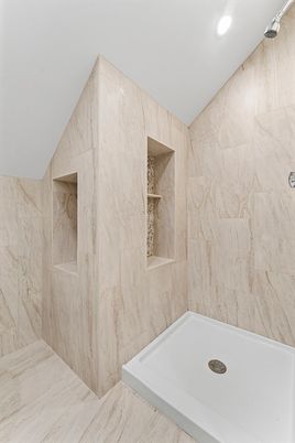 Bathroom, Interior, Marble, Marble Walls, Recessed Lighting
