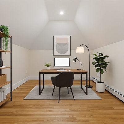 Home Office, Interior, Recessed Lighting, Wood Texture Flooring