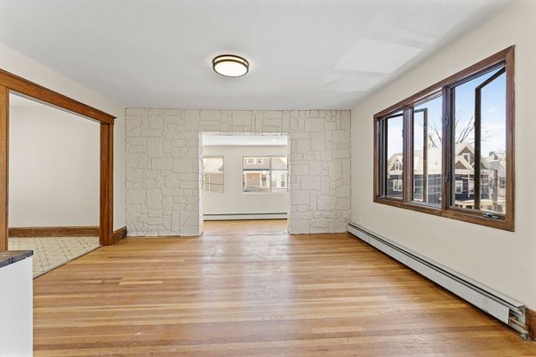 Empty room, Interior, Stone Walls, Wood Texture Flooring