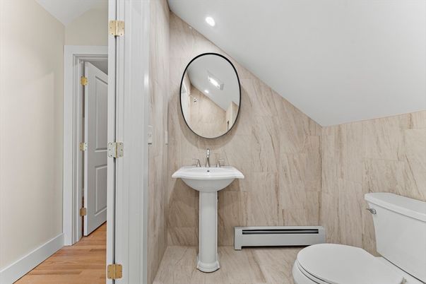 Bathroom, Interior, Recessed Lighting, Wood Texture Flooring